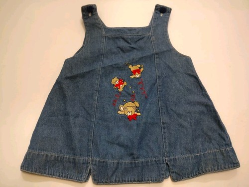 Vintage 1990's Girls 24M Jumper Dress Embroidered Bears Bows - Picture 4 of 11