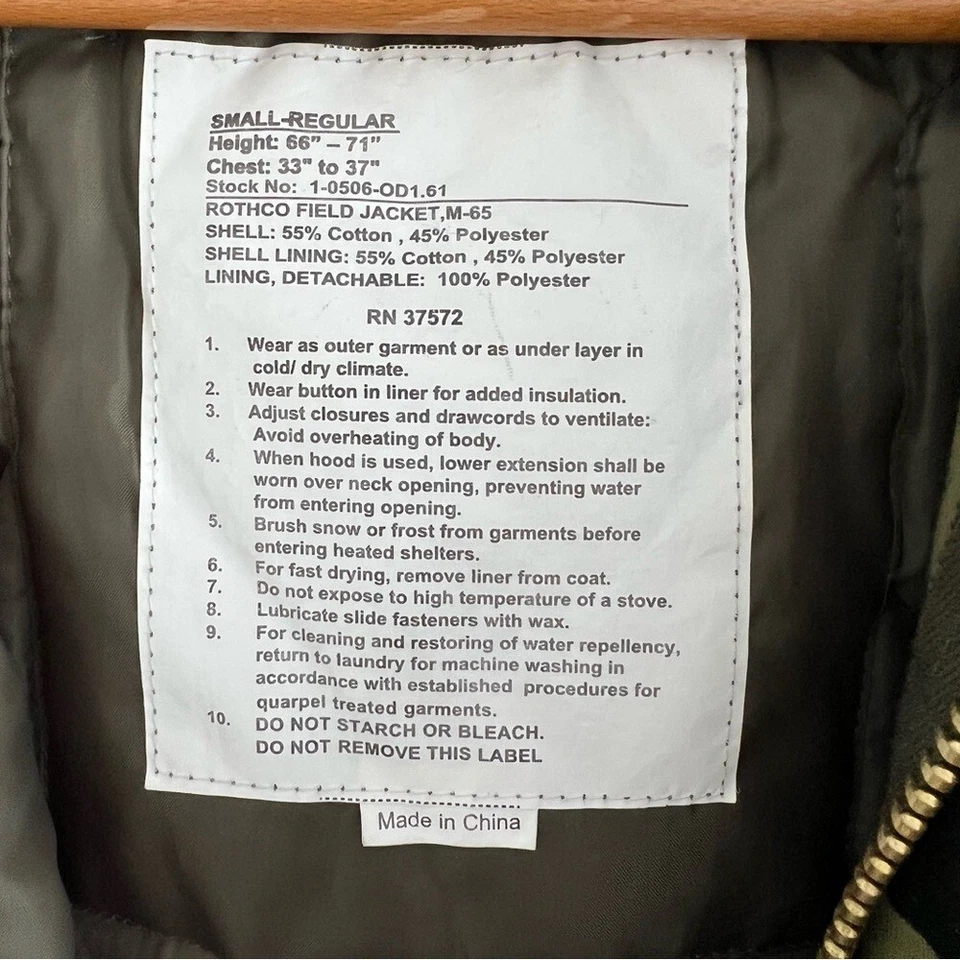 Chaqueta de Campo Rothco Camuflaje Militar De Colección Para Hombre Pequeña Regular Exterior Verde Foto 3 de 4