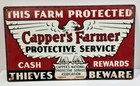 Vintage CAPPER'S FARMERS Original 30's - 40's Metal Sign 8 x 13 3/4