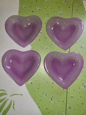 4 1997 ANNIEGLASS Art Studio Handcrafted Signed & Numbered Pink HEART Plates