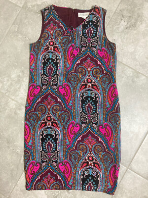 Diane Von Furstenberg Vtg 100% Silk Assets DVF Floral Paisley Shift Dress Boho S