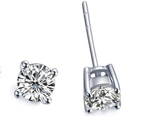 Men’s, Youth’s, Boys: Platinum Plated 6mm Cubic Zirconia Sleeper/Stud Earrings - Picture 3 of 3