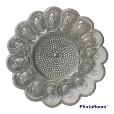 Hobnail Clear by Indiana Glass, Relish Deviled Egg Plate 11 1/4", Discontinued