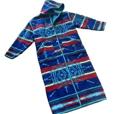 18 RARE JUSTIN KRAFF PENDLETON Navajo   HOOD Blanket Coat Unisex M/L Reversible