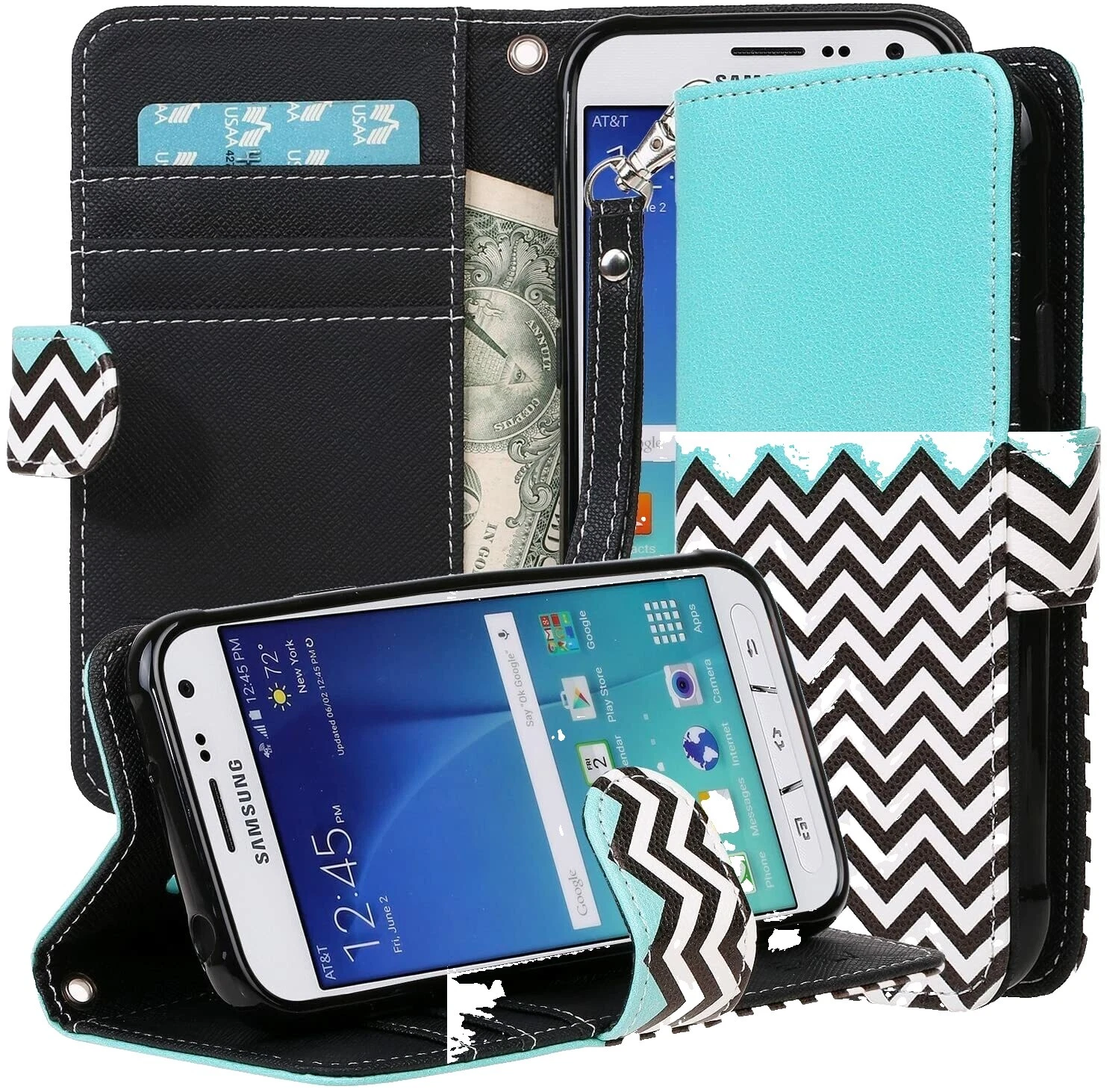 Blue Cell Phone Wallet Cases for Samsung Galaxy S7