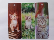 3D Lesezeichen Katzen 15x5cm Wackelbild Wackelkarte Buchzeichen Bookmark B&uuml;cher