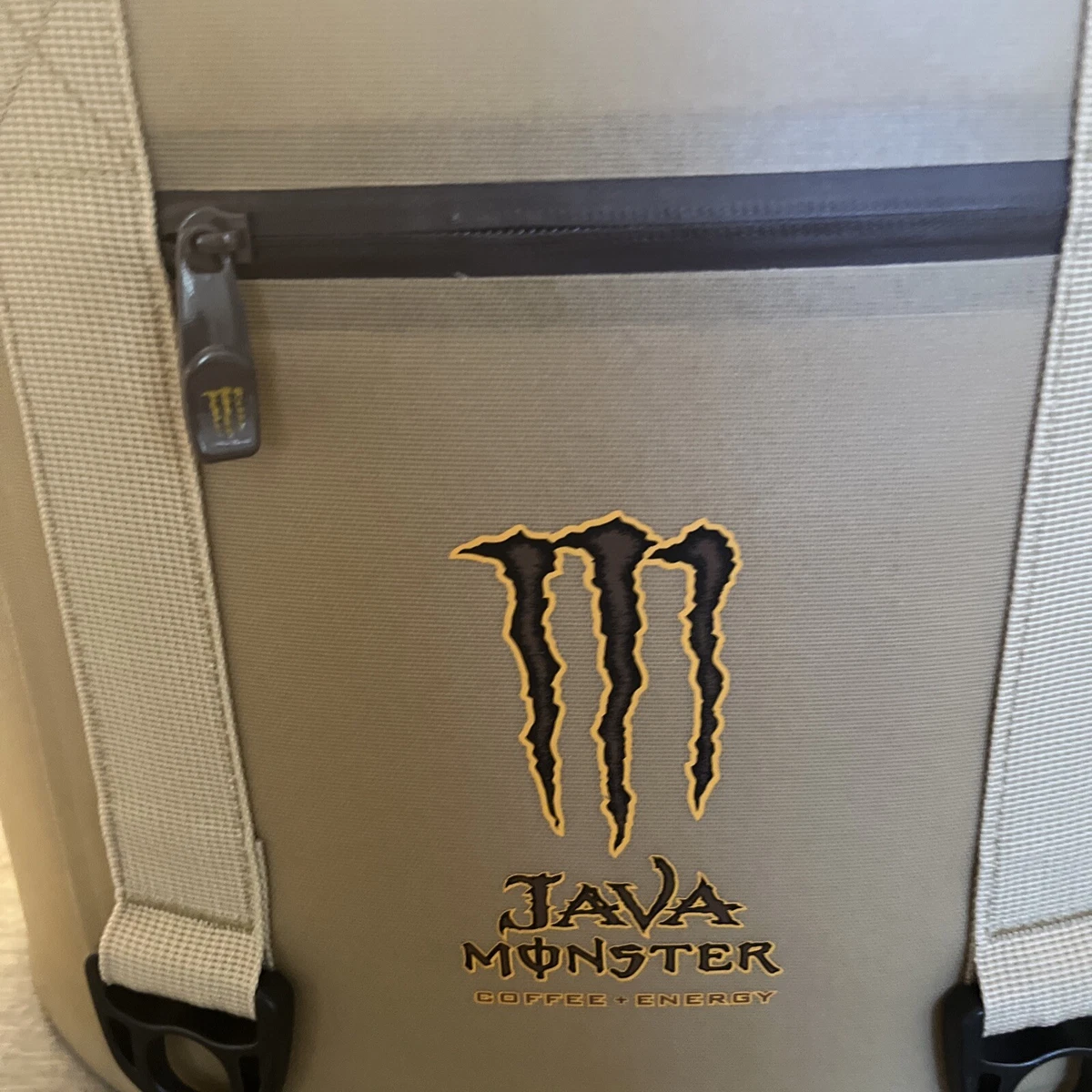 NEW JAVA MONSTER COFFEE ENERGY MATTE TAN COOLER BAG W ADJUSTABLE STRAP 10X15X8