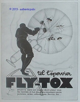 FLY TOX INSECTICIDE INSECTICIDE LIKE HAWK SPIDER WEB AD 1929 AD