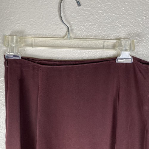 Jones New York Sz 6 Maxi A-Line Skirt Maroon Burgundy 100% Silk Side Zipper - Picture 7 of 11
