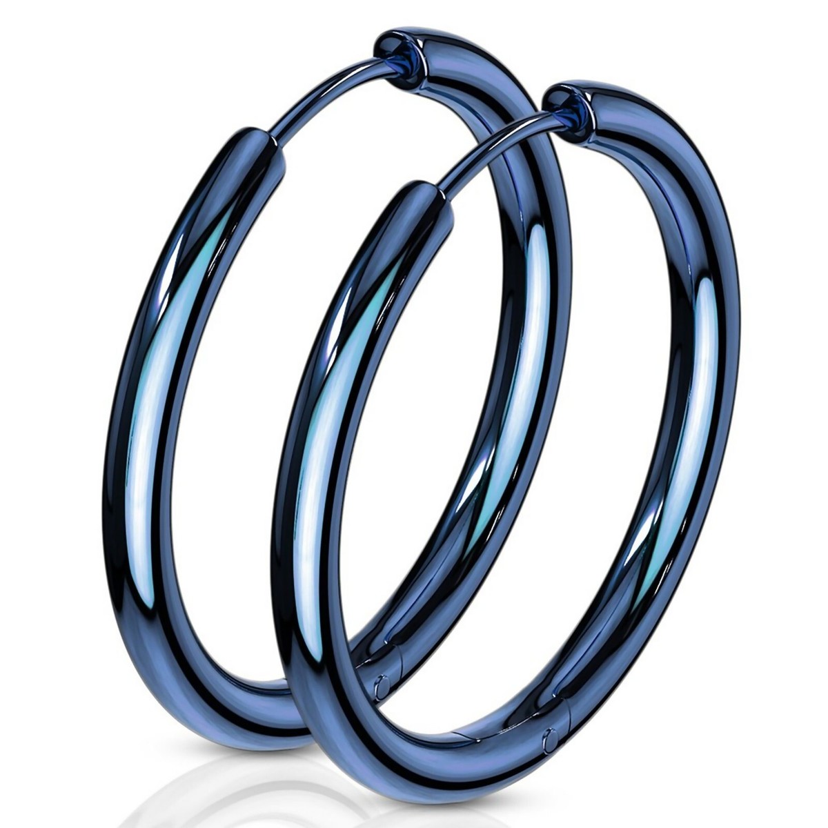 ピアス Blue Enamel Carabiner Hoop One Touch 925 Silver Earrings Electric Blue Hoop Earrings Hypoallergenic Stainless Steel 1