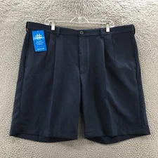 Haggar Cool 18 Pro Chino Shorts Mens 44 (actual 43x10) Blue Pleated Front NEW