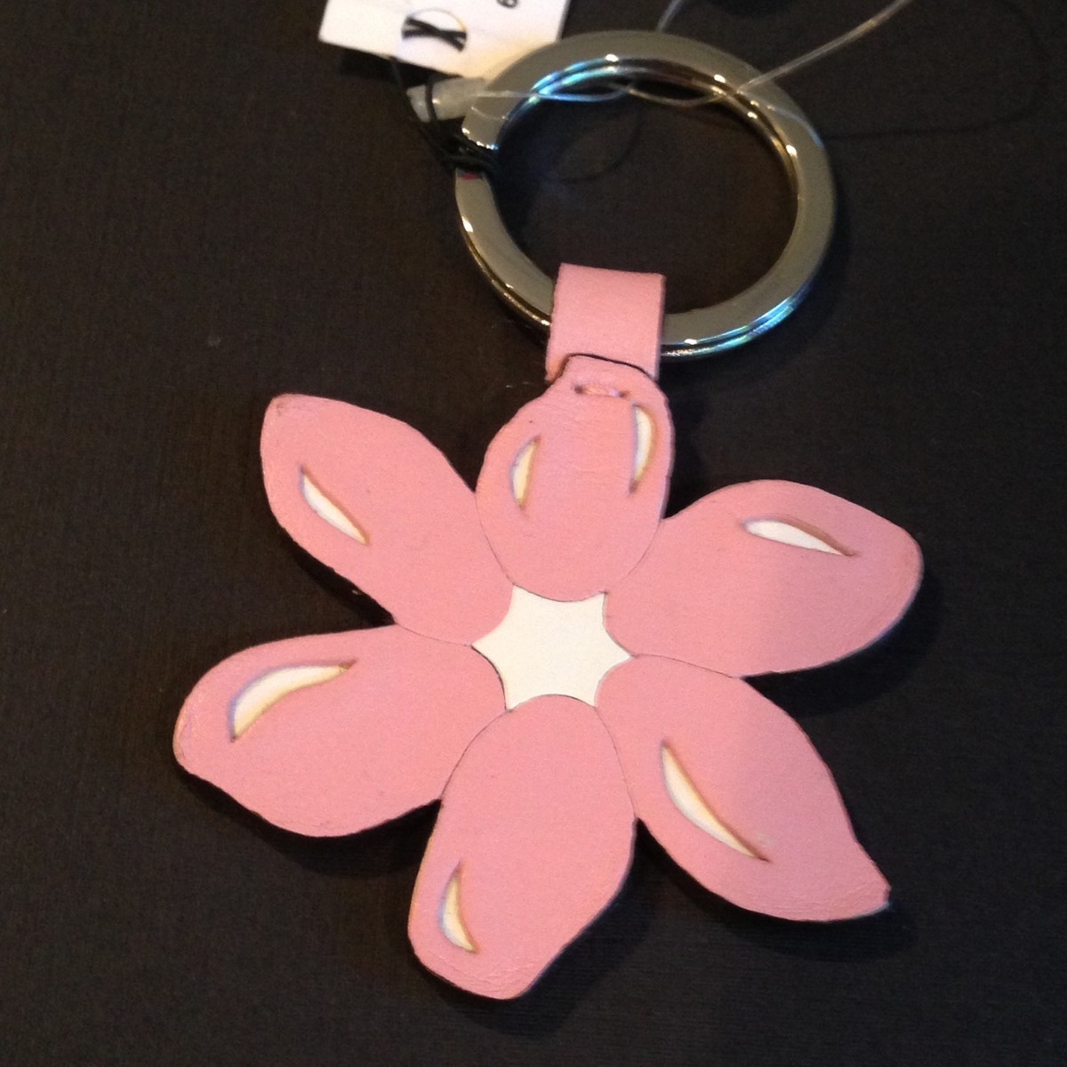 COACH Leather Flower Keychain Fob Pink and White NWT | eBay