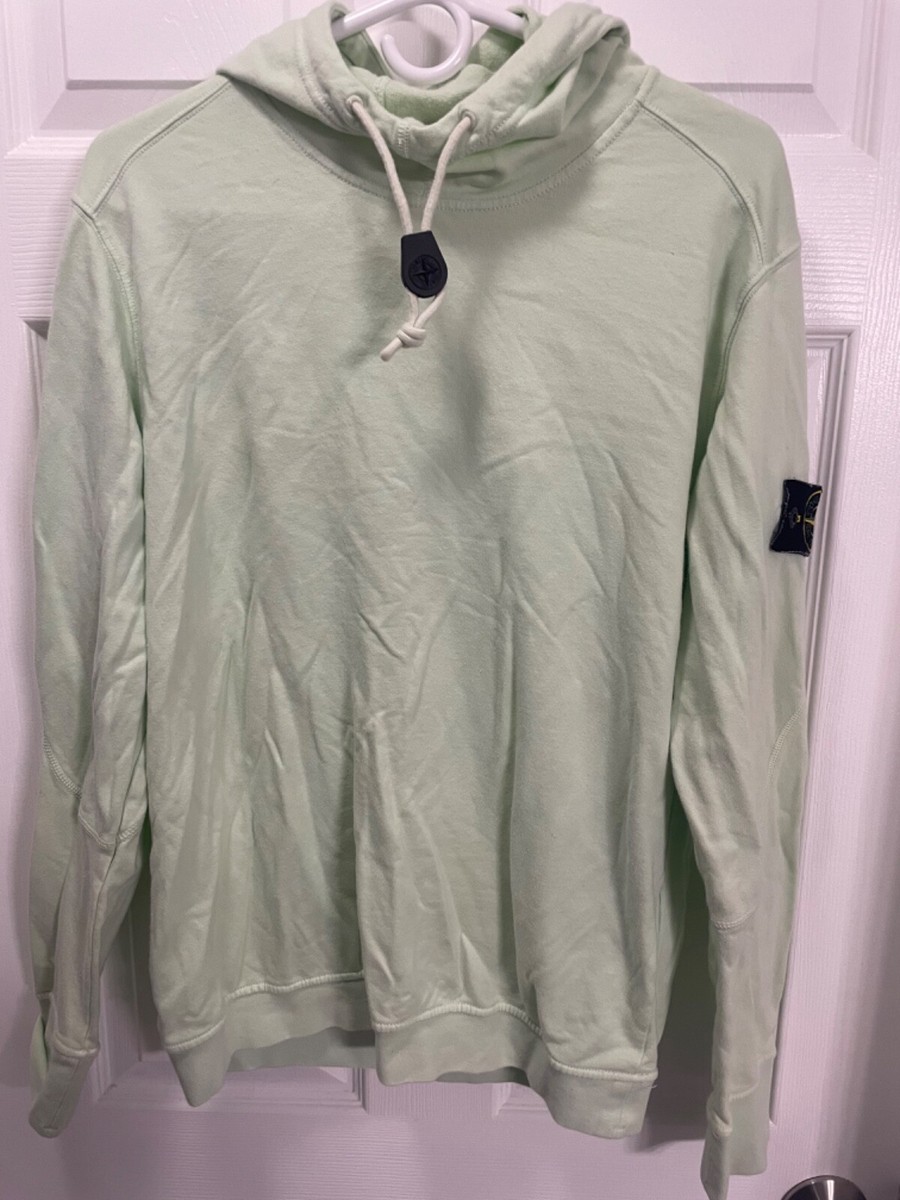 Stone Island Compass Patch Drawstring Hoodie In Mint