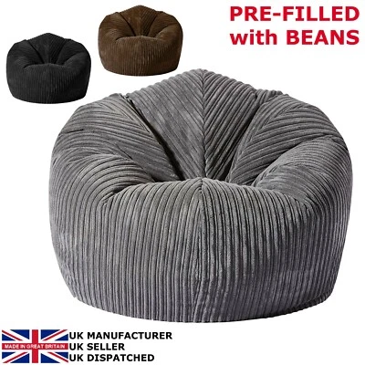 JUMBO Corduroy CLASSIC Bean Bag Chair GILDA Adult Gaming Beanbag Seat lounge - Image 1 of 4