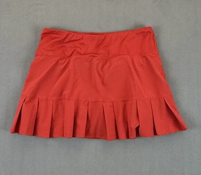 BOLLE Tennis Skirt Skort Womens Medium Red Pickleball Golf Athletic Pleated