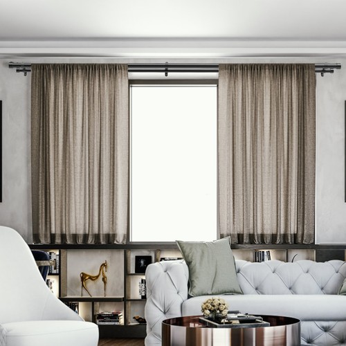 Double Rod Curtain Rods 36-72 inches(3-6ft) Adjustable Length Cap Finials - Picture 8 of 12