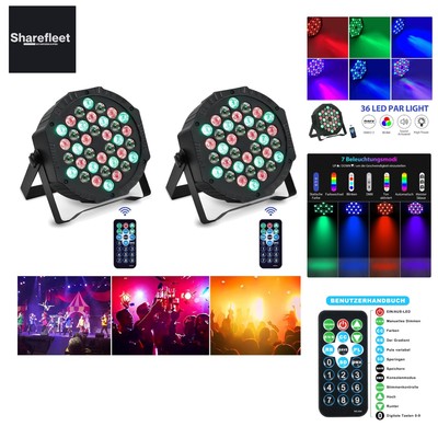 Discolicht Partylicht RGB, 2Pack Bhnenlicht Partylicht mit Fernbedienung, 36 ...
