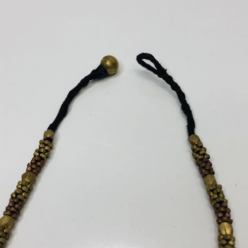 Gold Tone Brass Tribal Necklace Indian Dhokra Square Statement Bohemian Hippie - Picture 5 of 9