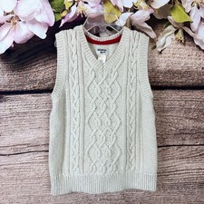 Oshkosh Little Boys Cotton Wool Beige Rib-Knit Long Line Sweater Vest