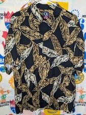 Vintage Quicksilver Hawaiian Palm Trees Shirt Mens Large Linen Cotton USA Made