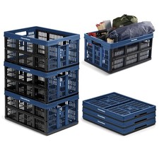 CleverMade Collapsible Utility Crates, Ocean, 3 Pack, 45L/11 Gal, 66 lbs Capa...