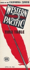 Western Pacific Railroad Public Timetable April 30, 1961 (Condensed Edition)