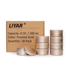 18 PCS 6 oz Frosted Gold Round Aluminum Metal Tin Empty Screw Top Lid Can