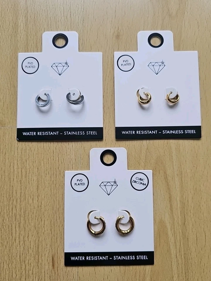 3 Packungen Ohrringe [Edelstahl + Original]