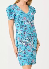 SALE New Lilly Pulitzer Aleece Dress Lillys Road Trip Amalfi Blue Boats Large