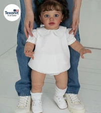 26 Inch Realistic Reborn Toddler Girl Doll Handmade Silicone Soft Vinyl Real Loo