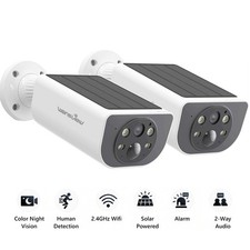 2PCS Wansview 2K Solar Camera Outdoor Wireless WiFi Security Camera Ai Detection