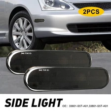 2PCS Smoke Front+Rear Bumper Side Marker 44962 Lights For Honda Civic Si EP3 3DR