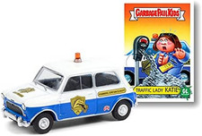 Austin 1962 Mini Cooper Mki - Traffic Lady Katie, White and Blue - Greenlight 54
