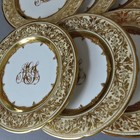 Set 6 Antique DRESDEN HP Porcelain Plates Raised GILT Turquoise Enamel WEHSENER — photo 10