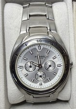 Reloj Hombre Fossil Cara Plateada Y Blanca Esfera 3