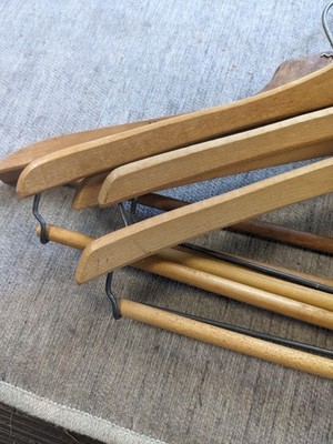 50s vintage wood hanger made in usa 5本 Vintage 50s/60s Wooden Hanger LOT OF 10 Branded & Unmarked USA