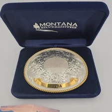 New Montana Silversmith Belt Buckle ISCHA Medium Oval Ribbon Buckle