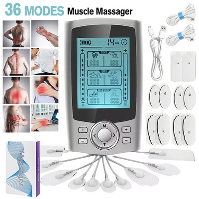 36 Modes TENS Unit Muscle Stimulator w/8 Electrode Pads Massager for Pain Relief