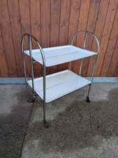 Dinett Serving Cart Tea Cart Table Side Table White Chrome 70s Space Age