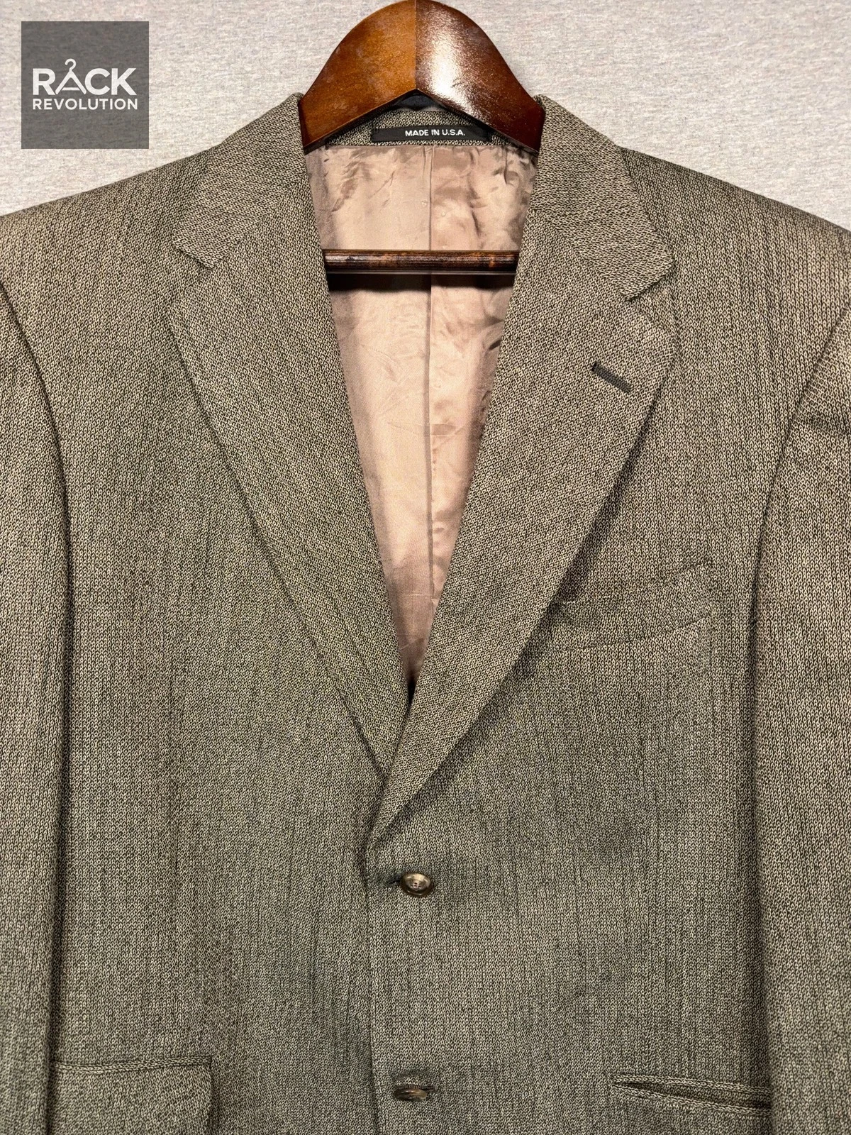 Vintage Hickey Freeman Mens 42R Two Button Brown Textured Wool Sport Coat Blazer image 1