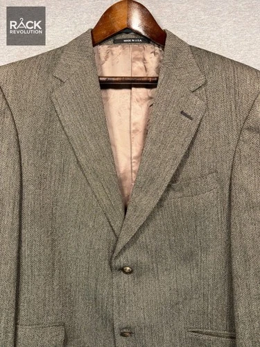 Vintage Hickey Freeman Mens 42R Two Button Brown Textured Wool Sport Coat Blazer - product listing photo