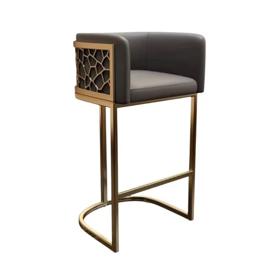 Modern Luxury Velvet High Back Breakfast Bar Kitchen Stool,Dining Chairs - Image 4 of 4