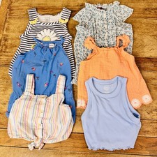 Lot of 6 Summer Girls Tops Sizes 6-7 Multicolor Sleeveless Variety of Brands