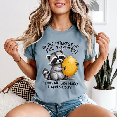 Waschbär Zitrone Humor Damen T-Shirt im Interesse der vollen Transparenz