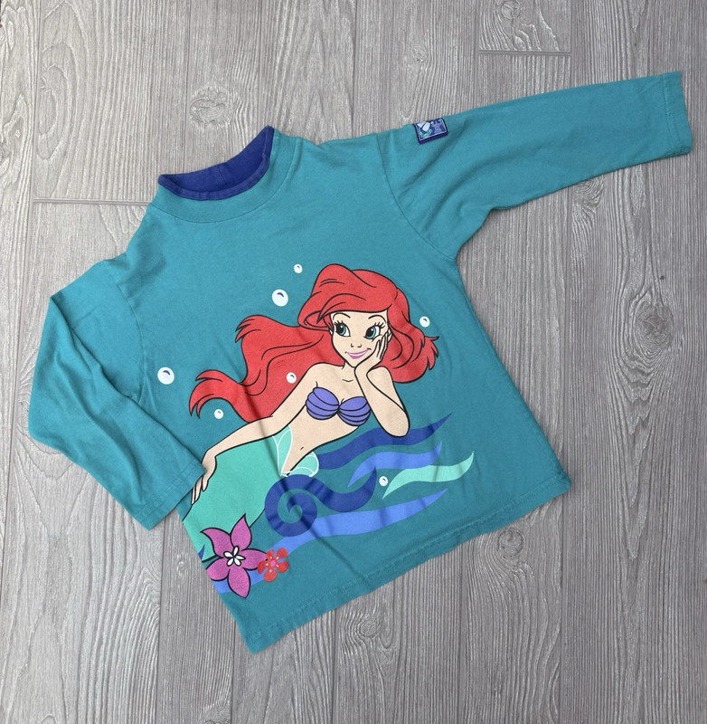 Vintage Disney Store Ariel Little Mermaid Wrap Around Shirt Girls Size 4 Rare