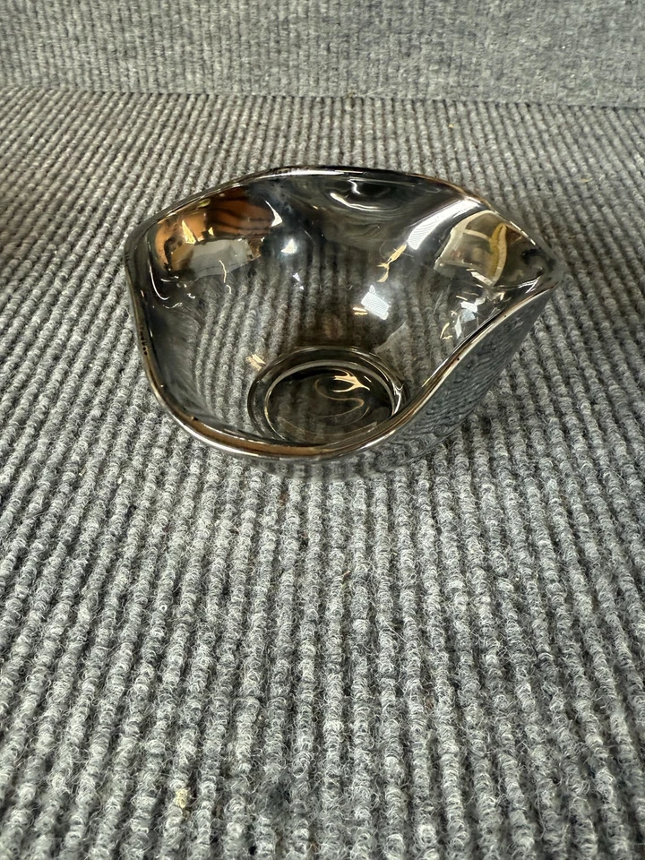 Smoky Gray Art Glass Bowls Set Of 3 Organic Modern Nut Dessert Serving Trio - Image 4 of 4