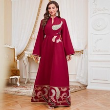 Dubai Women Abaya Long Robes Kaftan Embroidery Maxi Dress Islamic Turkey Gown