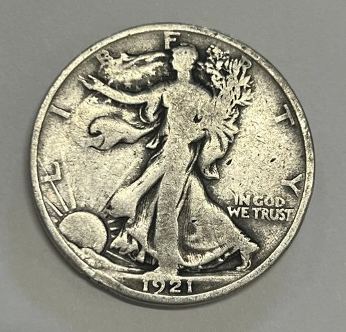 1921-D Denver Walking Liberty Silver Half Dollar Better Date Very Good Condition