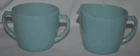 Vtg 1950s Fire King Oven Ware Glass Turquoise Blue Creamer & Open Sugar D Handle