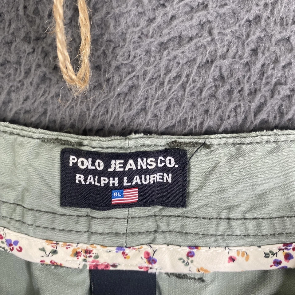 Pantalones Cortos Polo Jeans Co Ralph Lauren Para Mujer 4 Verdes Utilidad Carga Algodón Sarga Foto 4 de 4